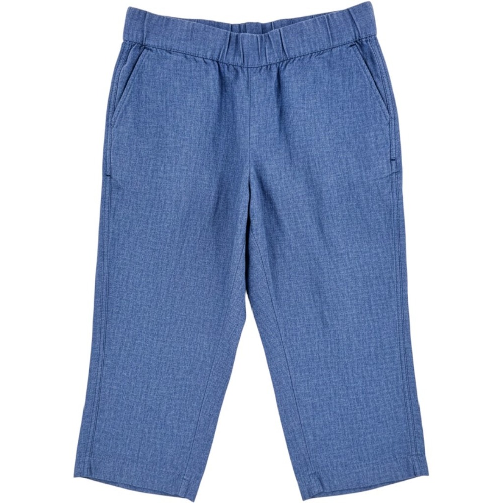 Pure Jill Crop Pants Blue XL Petite Linen Elastic Waist Casual Coastal Flowy